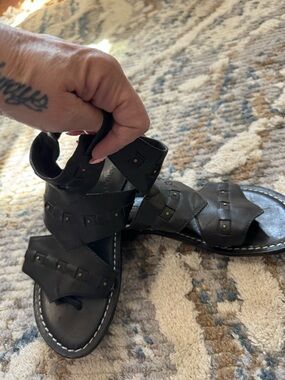 Bernardo Black Studded Leather Gladiator Sandals